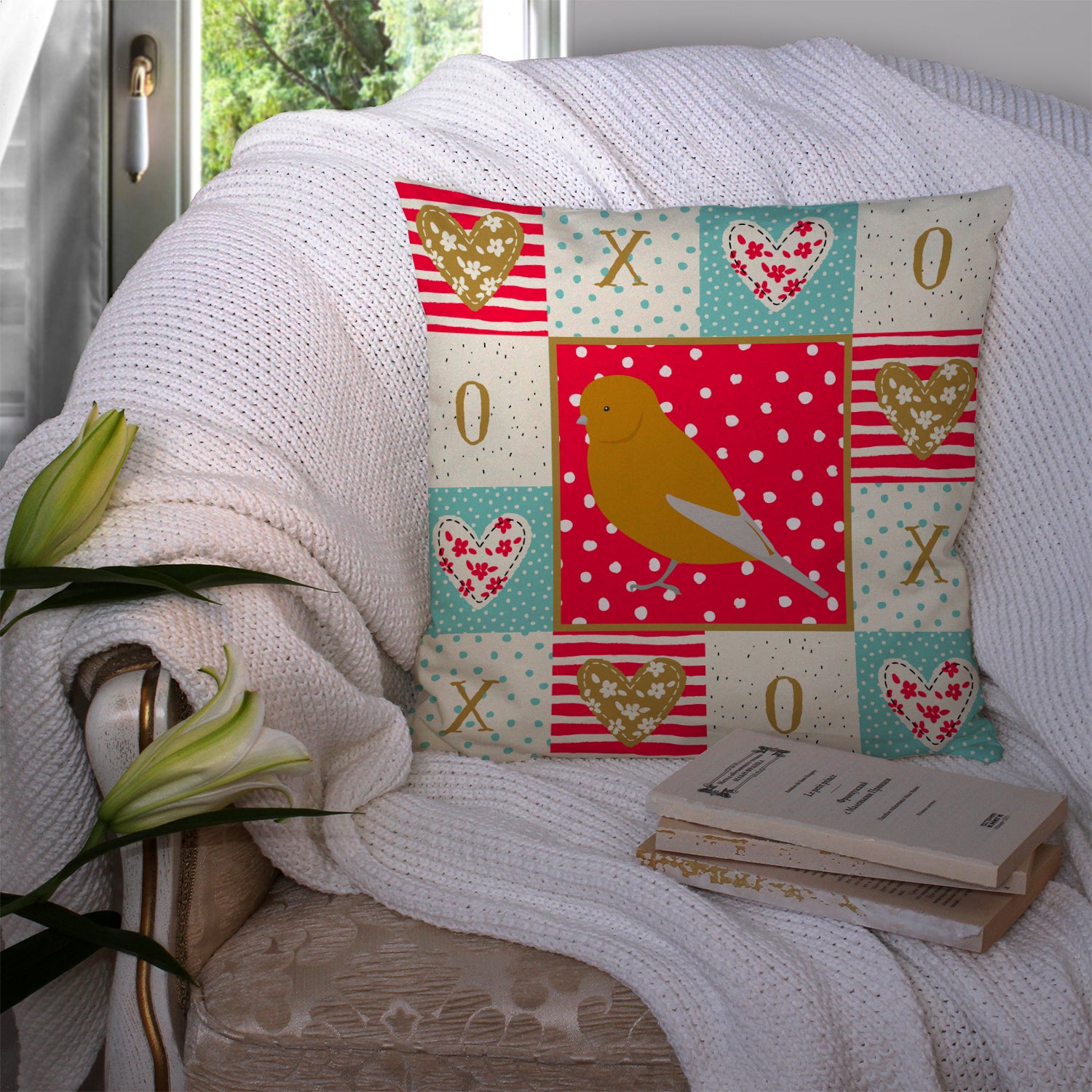 Norwich Canary Love Fabric Decorative Pillow CK5506PW1414 - the-store.com
