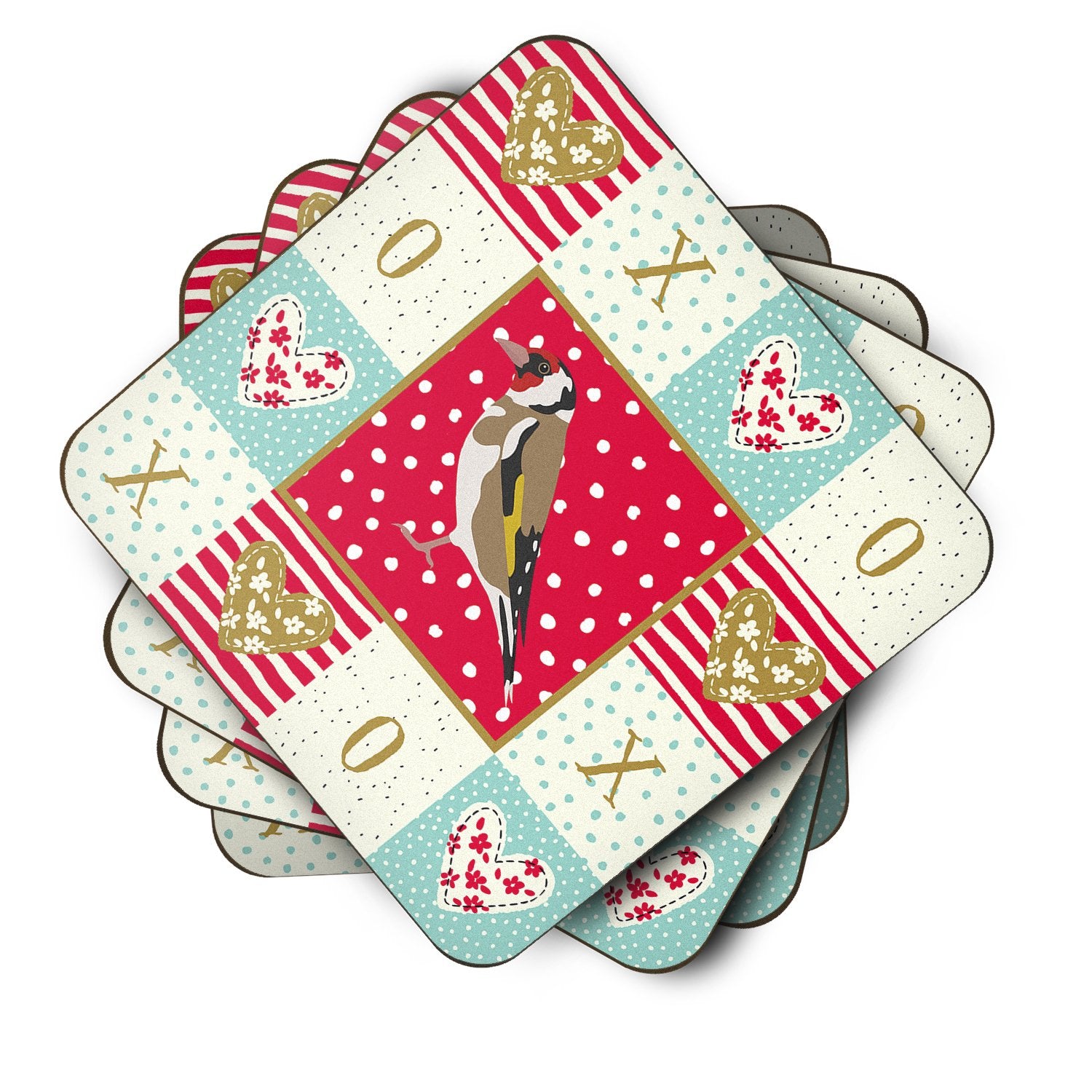 Caroline's Treasures Goldfinch Love Coasters - Set of 4 Lightweight Foam, Absorbent Drink Coasters CK5512FC