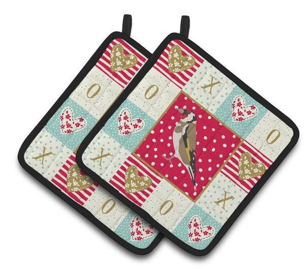 Gold Finch Love Pair of Pot Holders CK5512PTHD by Caroline's Treasures