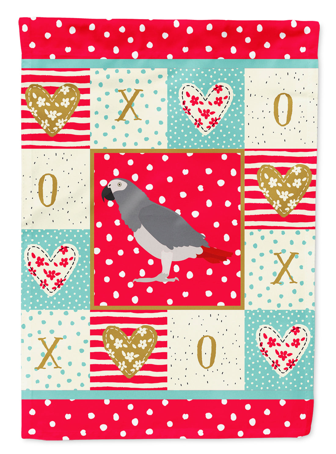 African Grey Parrot Love Flag Canvas House Size CK5518CHF