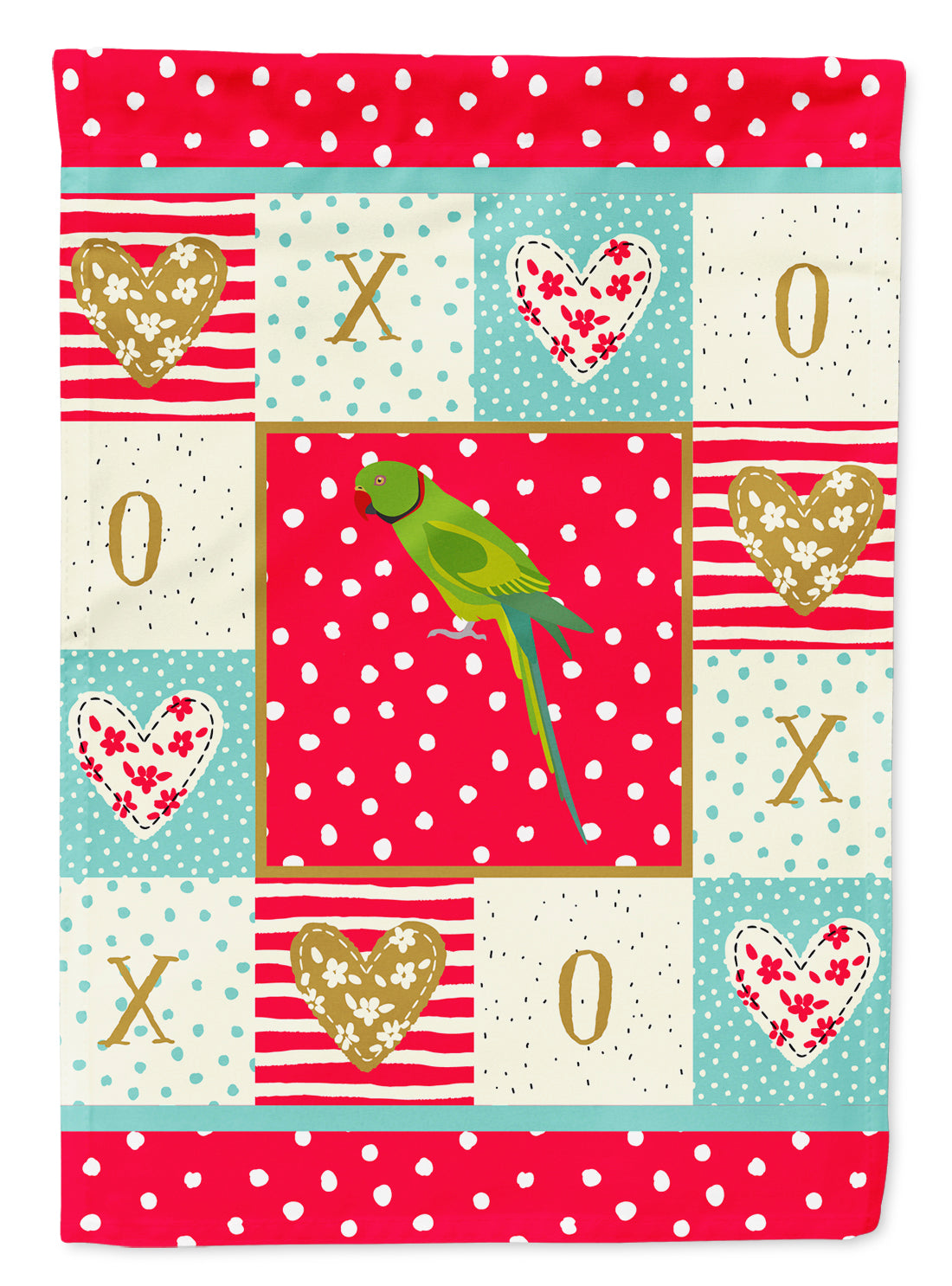 Ring-Necked Parakeet Love Flag Canvas House Size CK5525CHF  the-store.com.