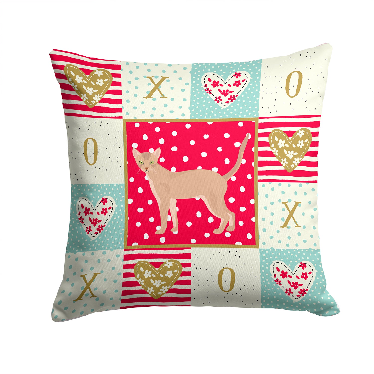 Fawn Abyssinian Cat Love Fabric Decorative Pillow CK5540PW1414 - the-store.com