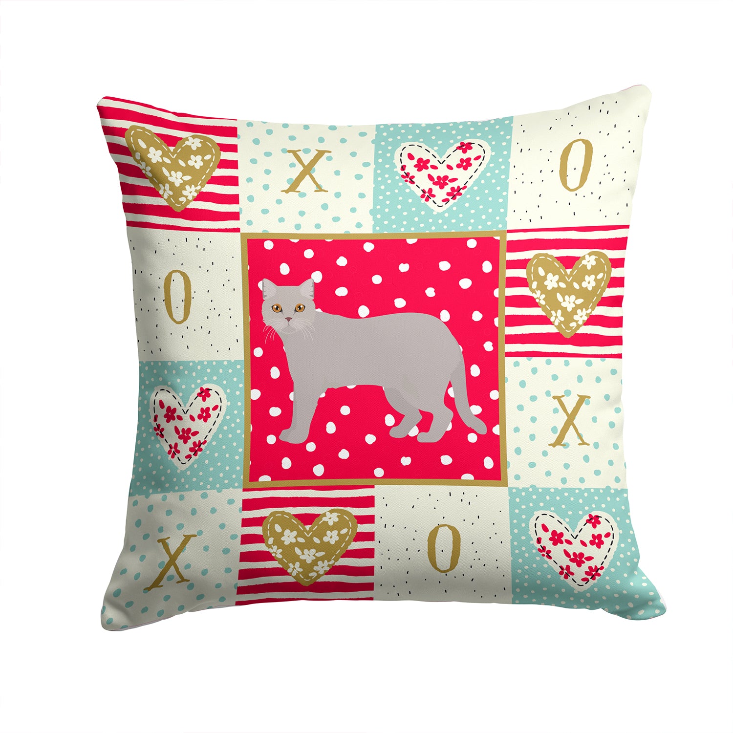 British Semi Longhair Cat Love Fabric Decorative Pillow CK5567PW1414 - the-store.com