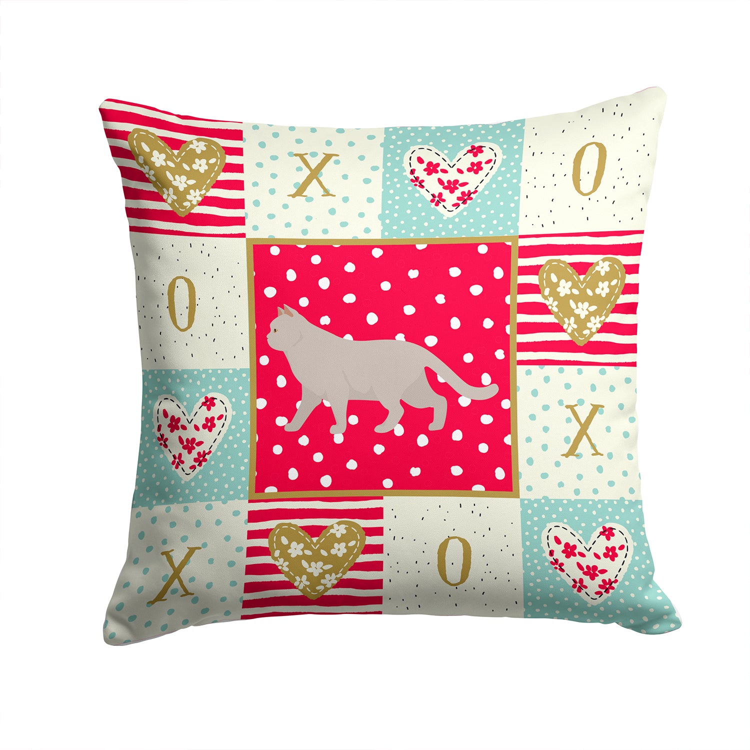 British Shorthair #2 Cat Love Fabric Decorative Pillow CK5569PW1414 - the-store.com