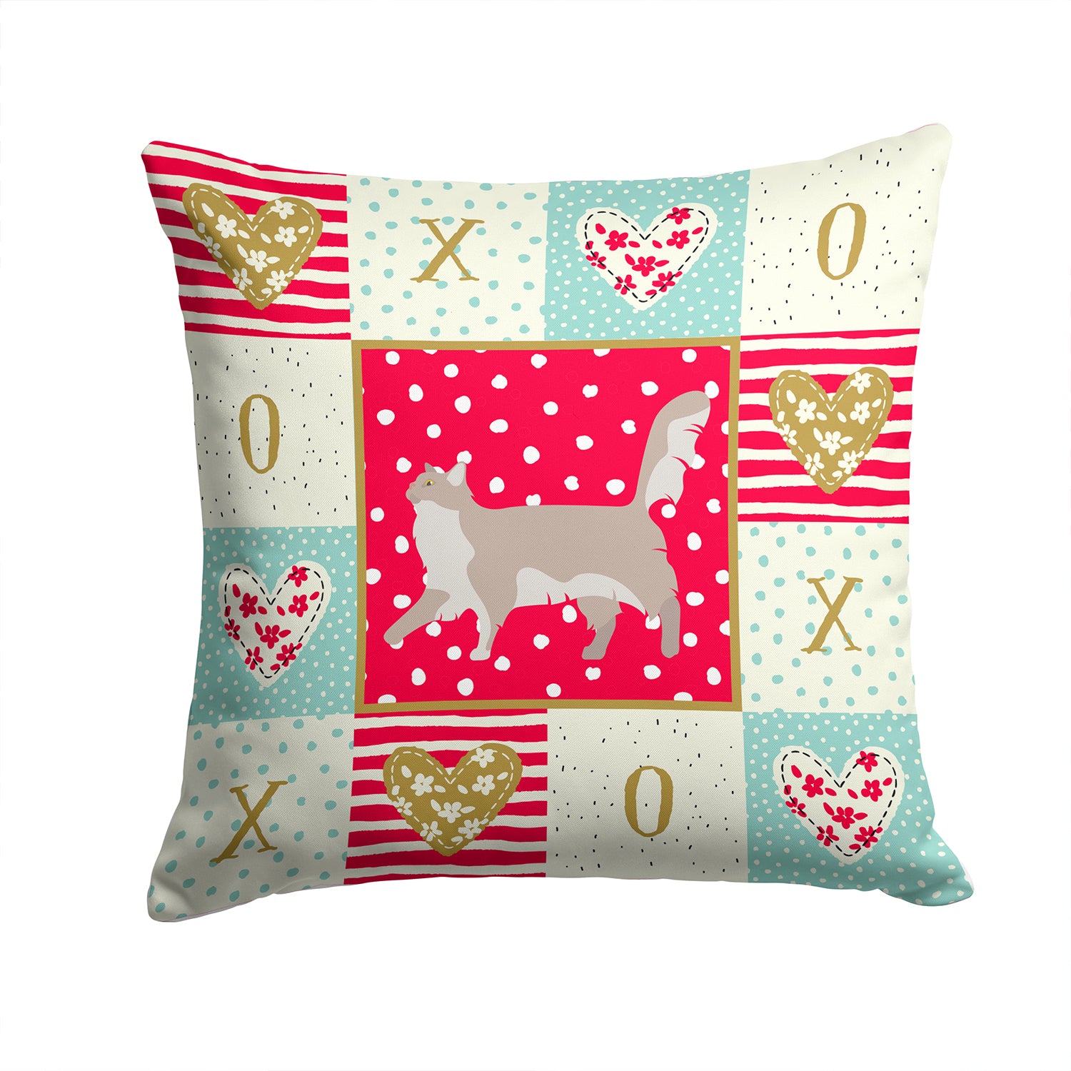 Chantilly Tiffany Cat Love Fabric Decorative Pillow CK5574PW1414 - the-store.com