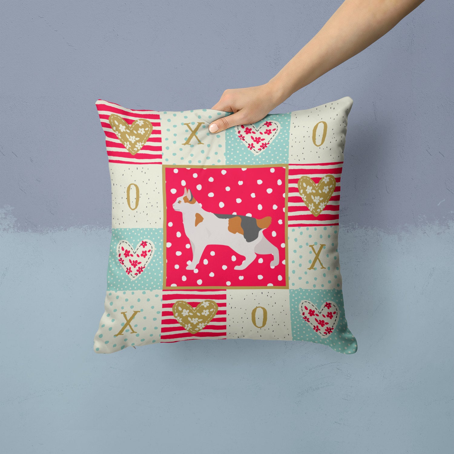 Korean Bobtail Cat Love Fabric Decorative Pillow CK5633PW1414 - the-store.com