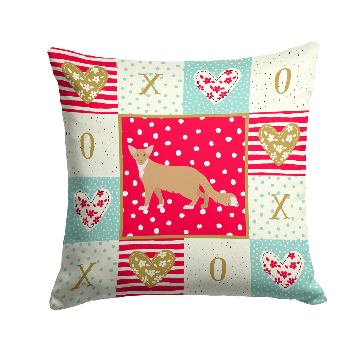 Oriental Longhair #2 Cat Love Fabric Decorative Pillow CK5666PW1414 - the-store.com
