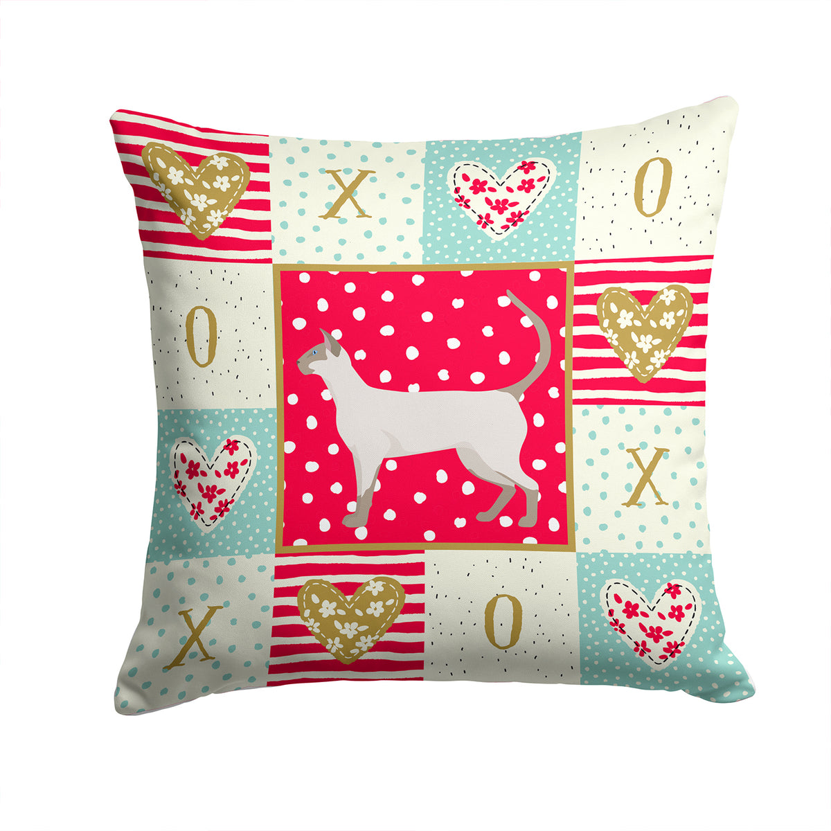 Siamese modern #1 Cat Love Fabric Decorative Pillow CK5704PW1414 - the-store.com