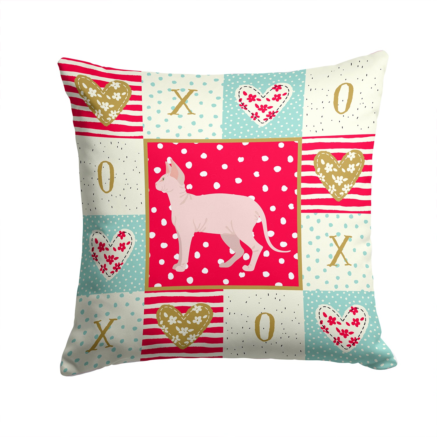 Sphynx Cat Love Fabric Decorative Pillow CK5718PW1414 - the-store.com