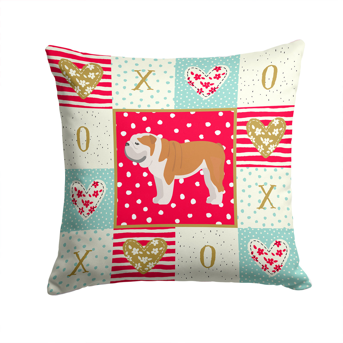 English Bulldog #1 Love Fabric Decorative Pillow CK5830PW1414 - the-store.com