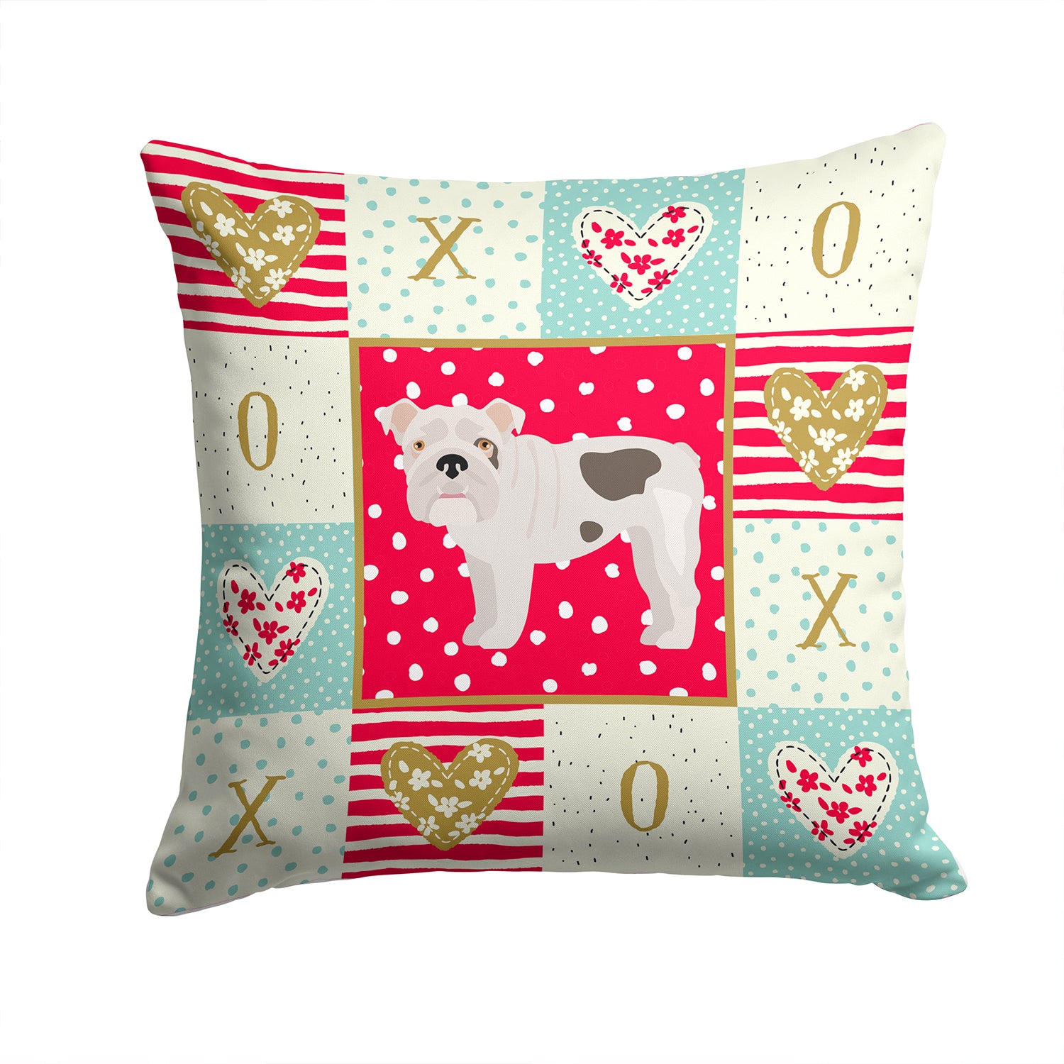 English Bulldog #2 Love Fabric Decorative Pillow CK5831PW1414 - the-store.com