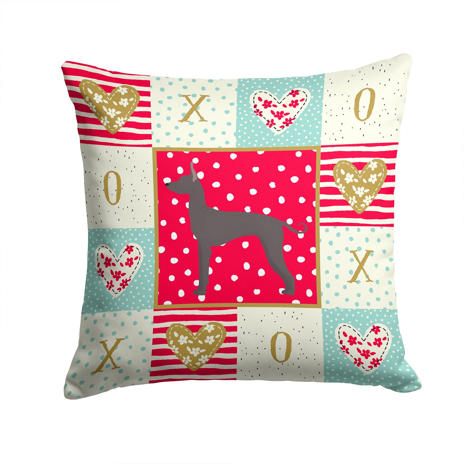 Mexican Hairless Dog #1 Love Fabric Decorative Pillow CK5864PW1414 - the-store.com