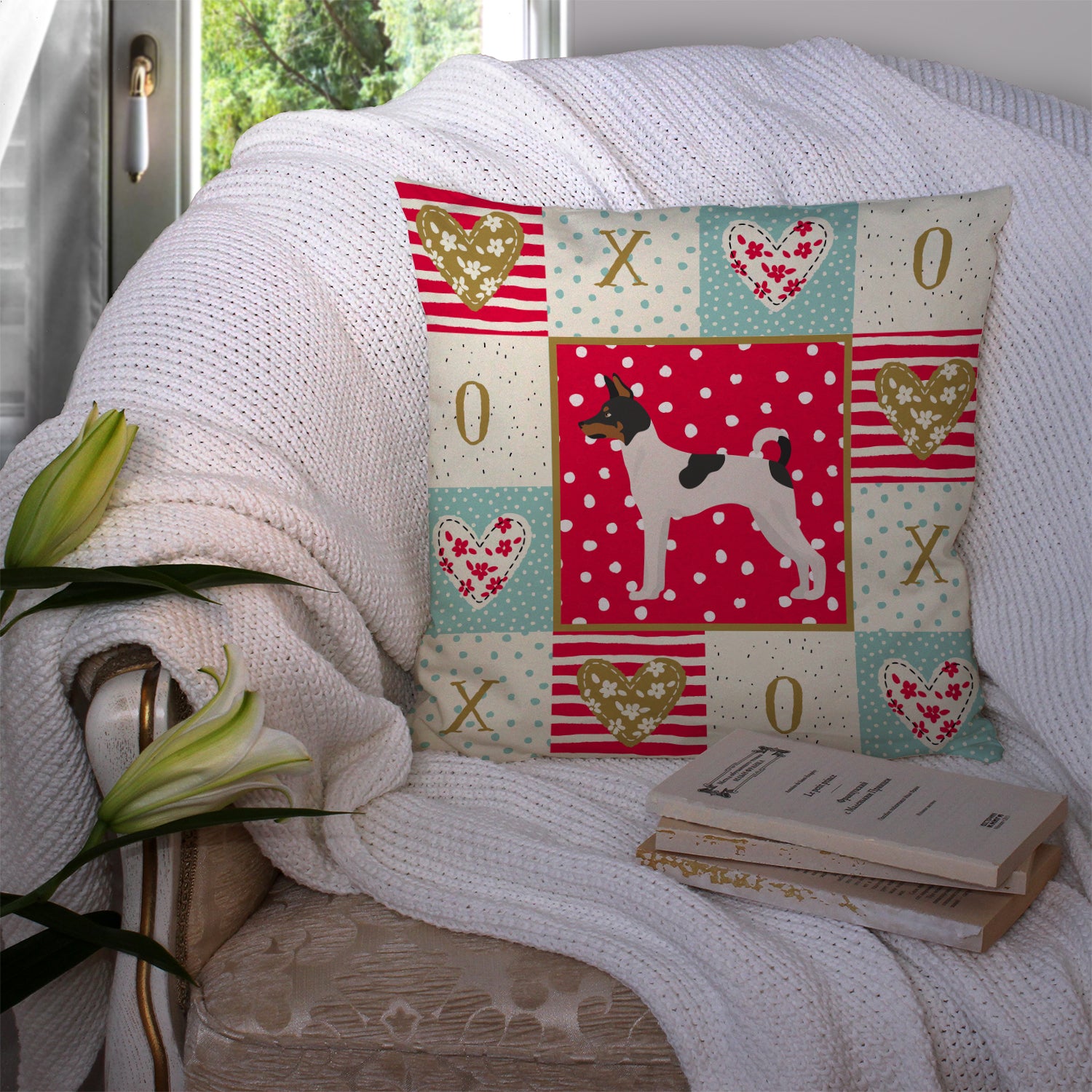 Toy Fox Terrier Love Fabric Decorative Pillow CK5899PW1414 - the-store.com