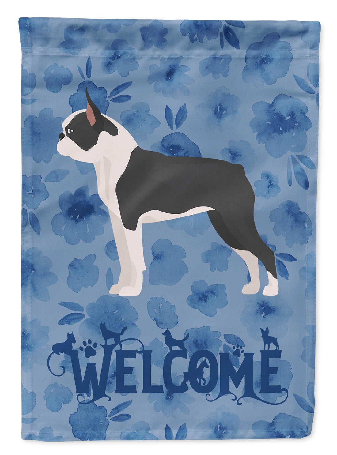 Boston Terrier Welcome Flag Canvas House Size CK5972CHF  the-store.com.