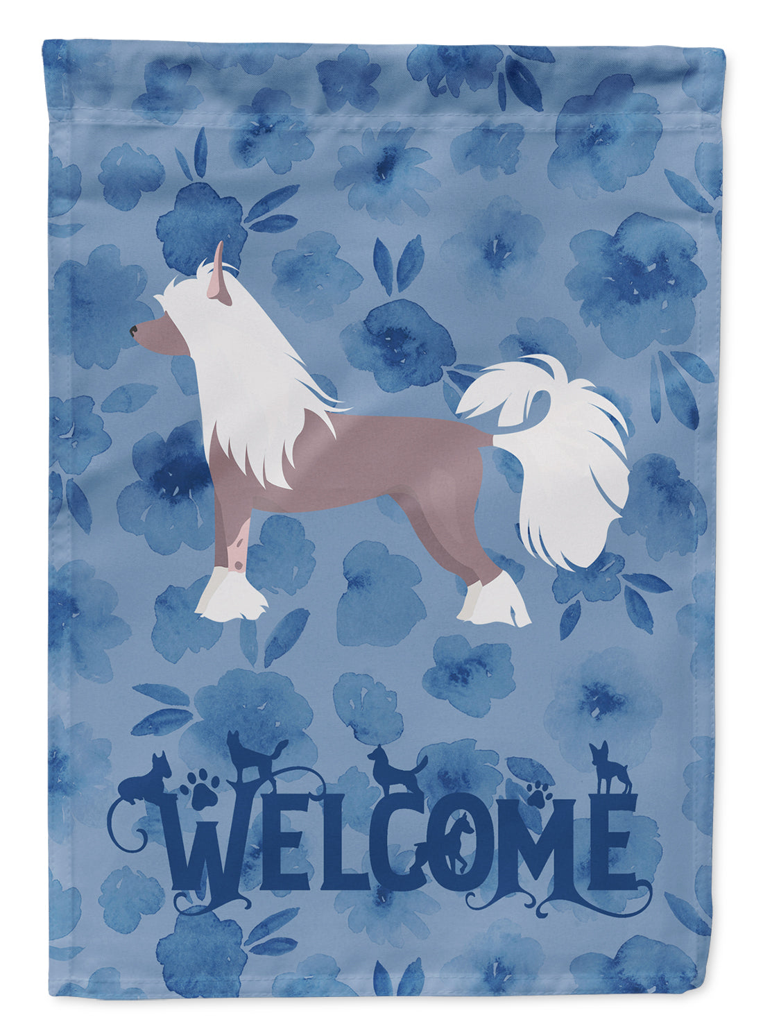 Chinese Crested #2 Welcome Flag Canvas House Size CK5978CHF  the-store.com.