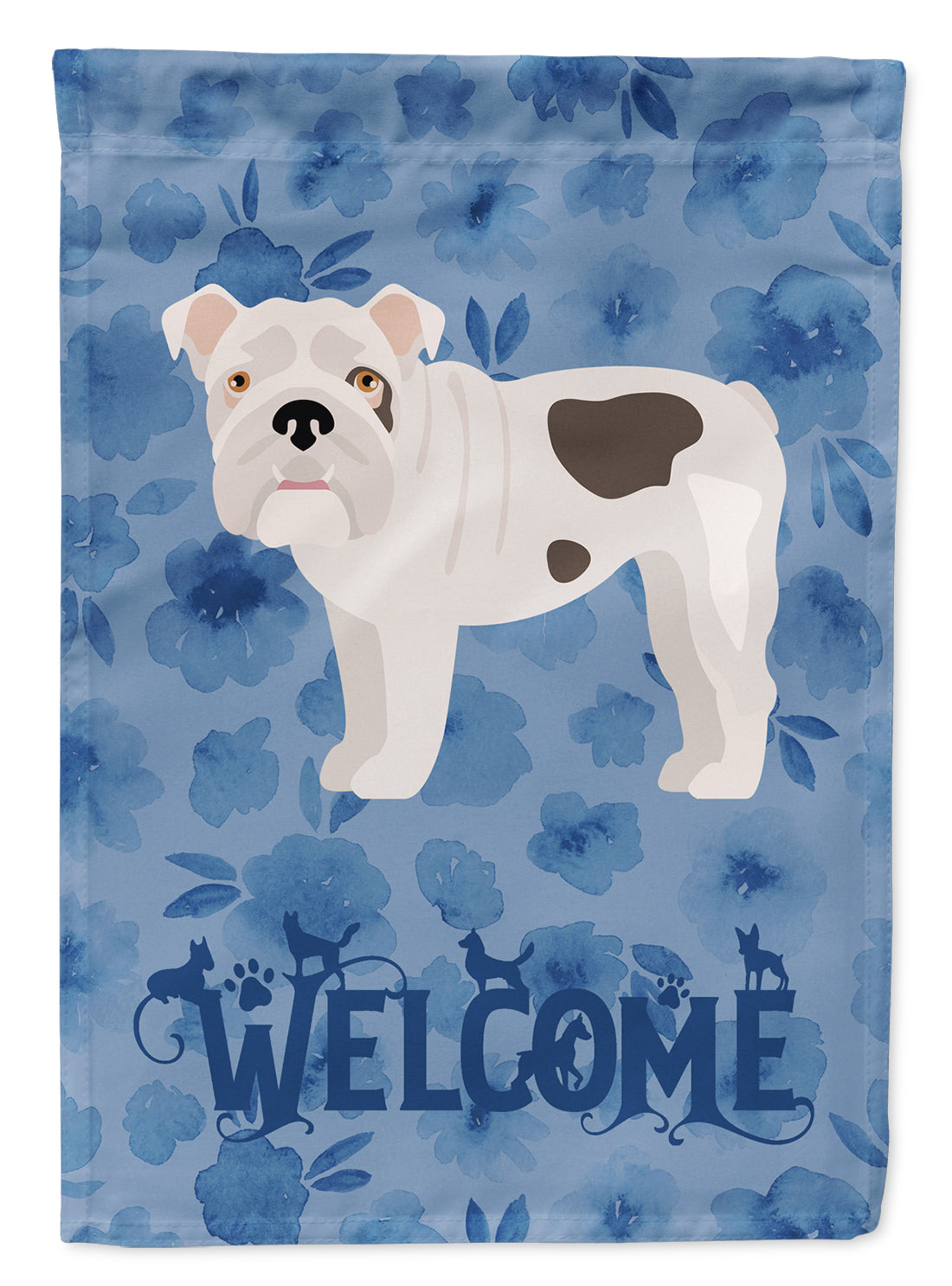English Bulldog #2 Welcome Flag Canvas House Size CK5987CHF  the-store.com.