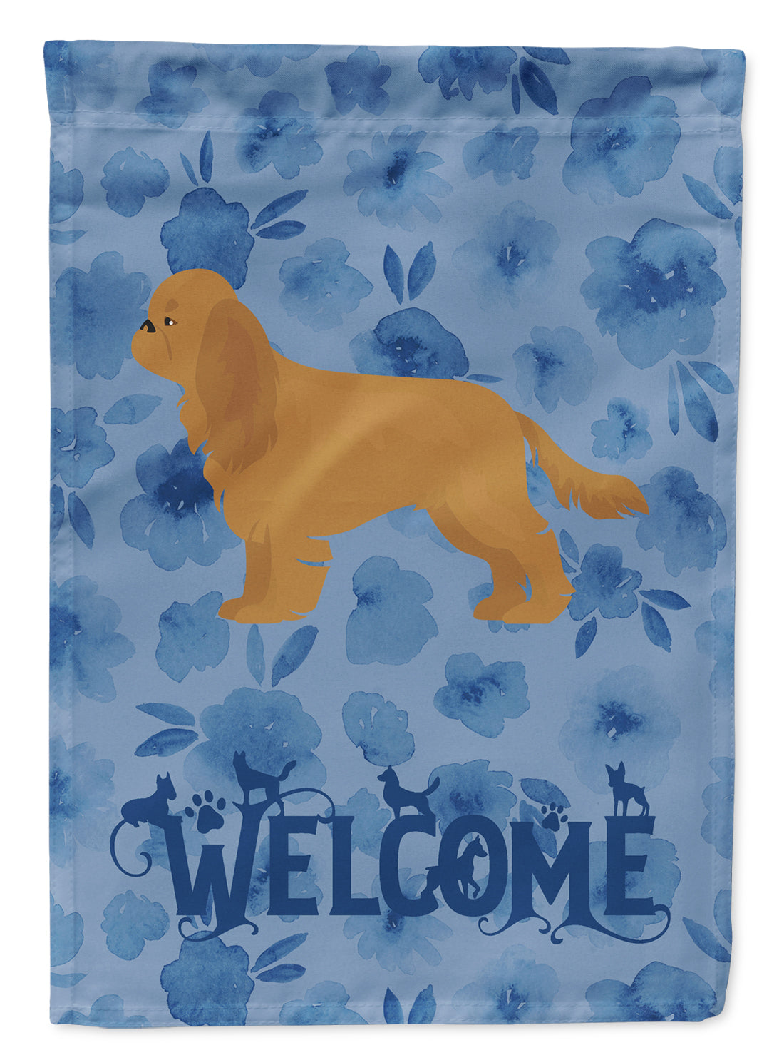 Ruby Cavalier Spaniel Welcome Flag Canvas House Size CK6008CHF  the-store.com.