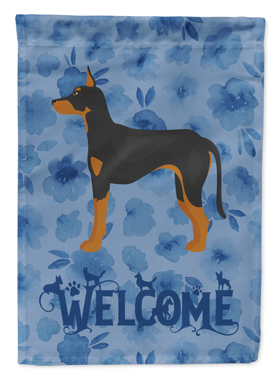 Manchester Terrier Welcome Flag Canvas House Size CK6018CHF