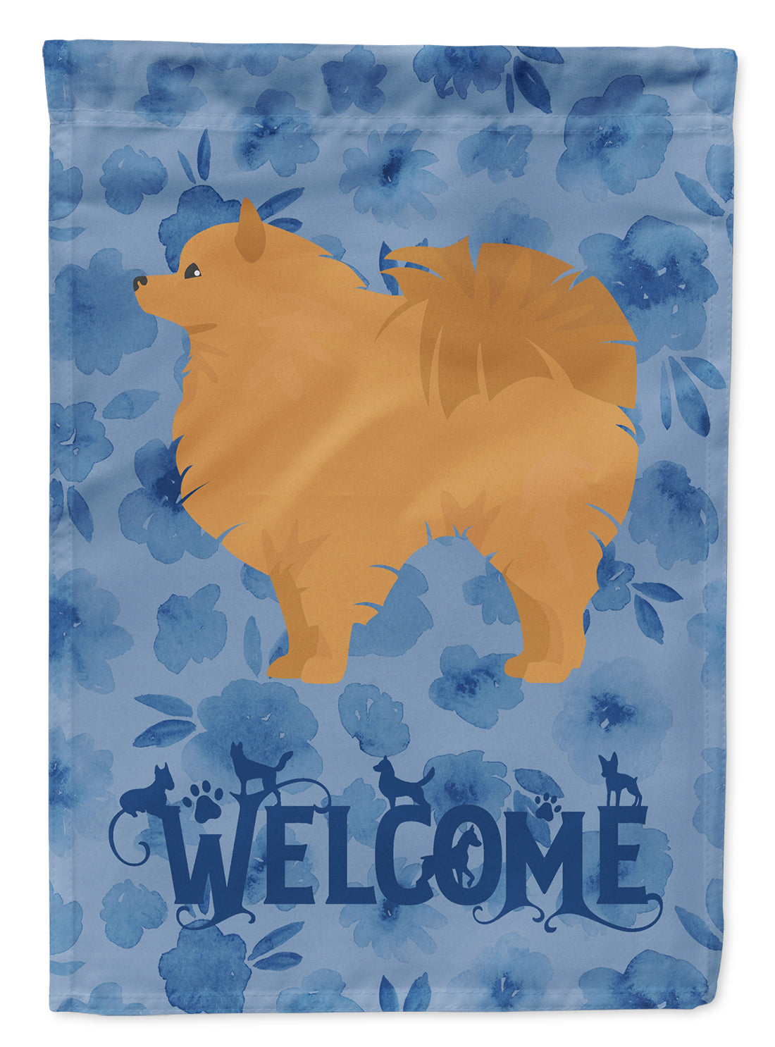 Pomeranian #1 Welcome Flag Canvas House Size CK6033CHF