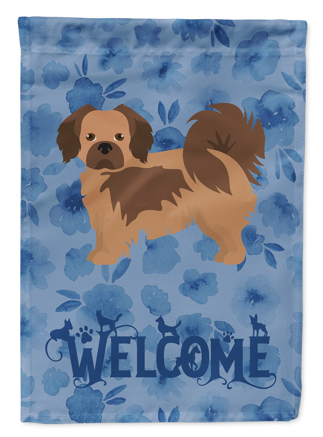 Tibetan Spaniel Welcome Flag Canvas House Size CK6053CHF  the-store.com.