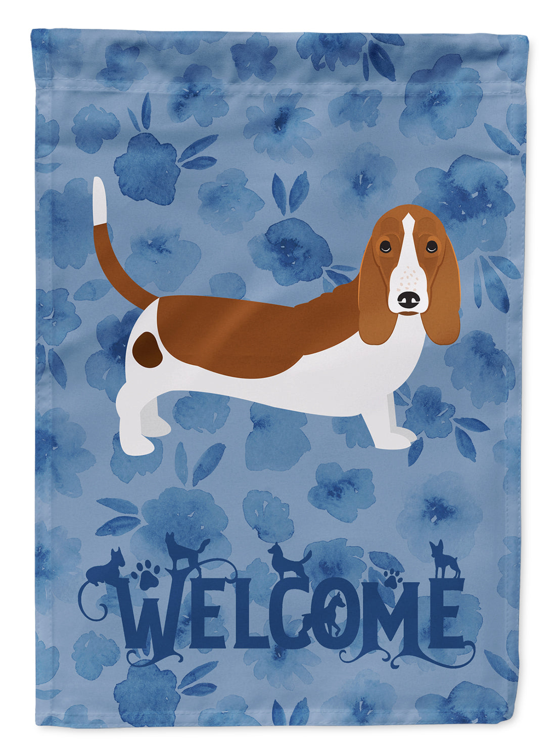 Basset Hound Welcome Flag Canvas House Size CK6060CHF