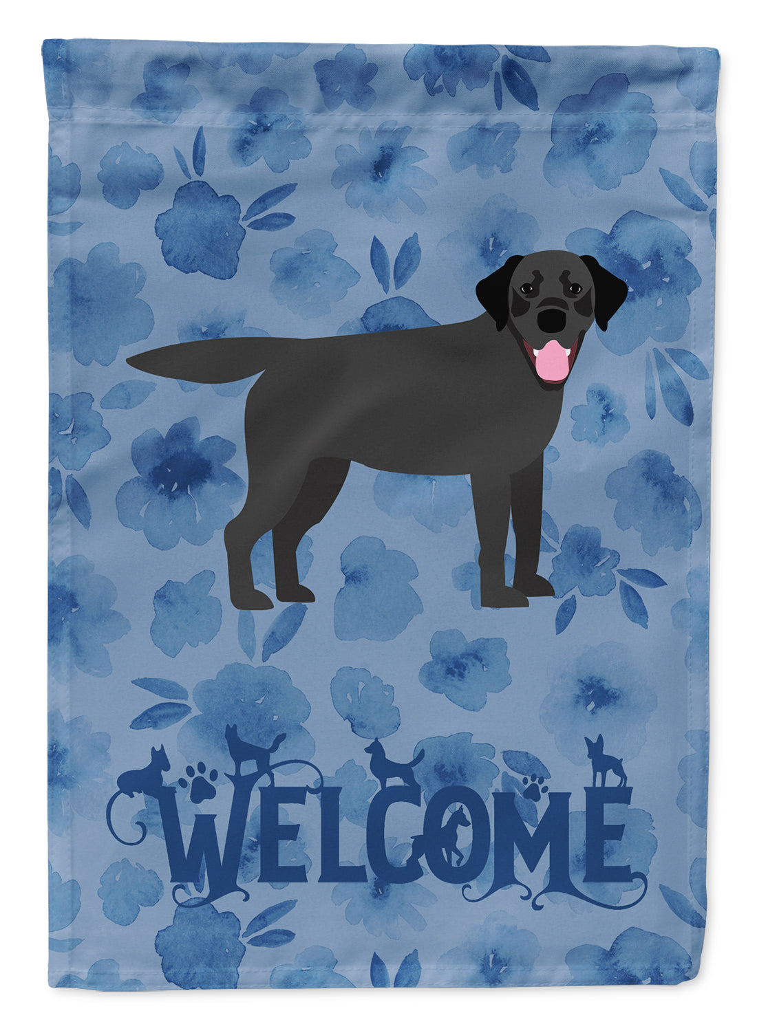 Black Labrador Retriever Welcome Flag Canvas House Size CK6063CHF