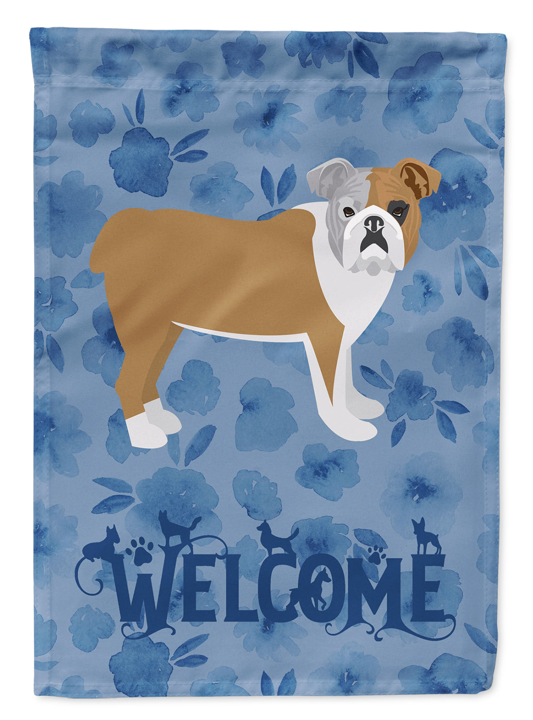 English Bulldog Welcome Flag Canvas House Size CK6066CHF  the-store.com.