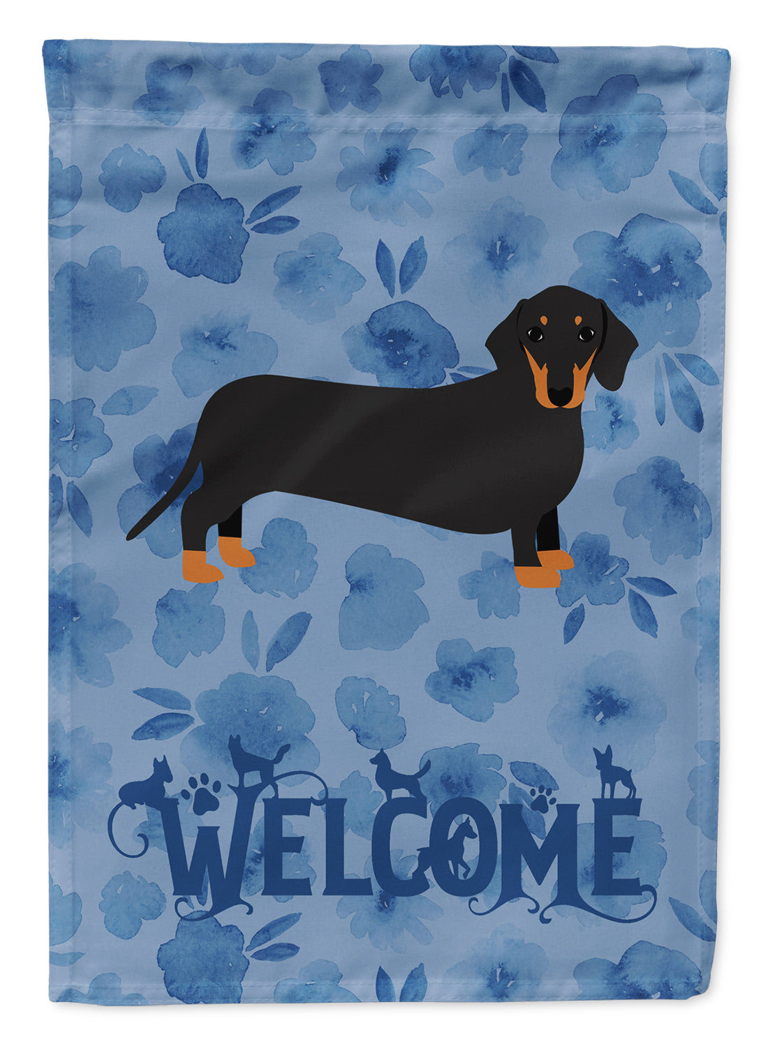 Black and Tan Dachshund Welcome Flag Canvas House Size CK6075CHF  the-store.com.
