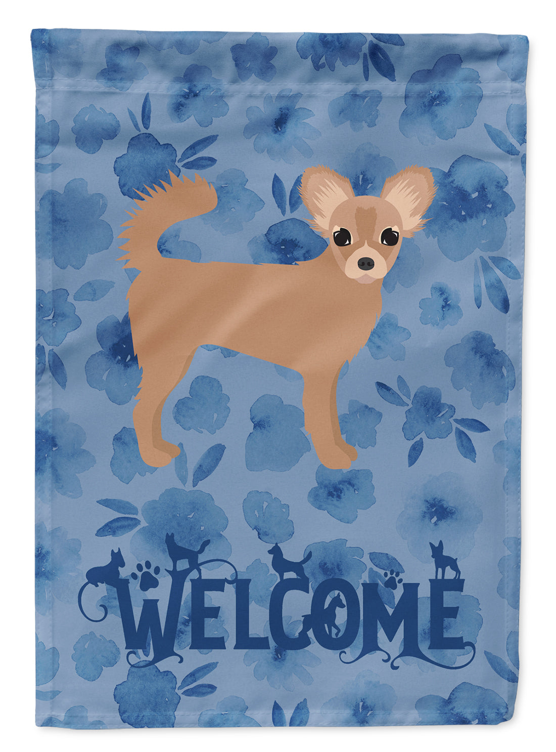 Longhair Chihuahua #2 Welcome Flag Canvas House Size CK6089CHF  the-store.com.