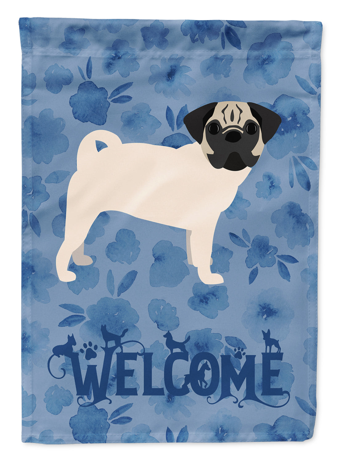 Pug #1 Welcome Flag Canvas House Size CK6096CHF