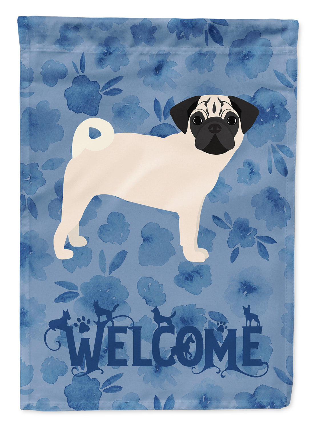 Pug #2 Welcome Flag Canvas House Size CK6097CHF  the-store.com.