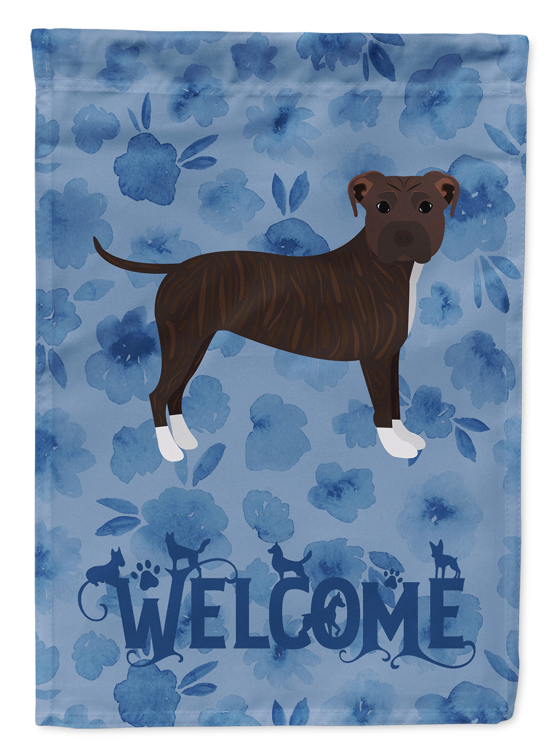 Staffordshire Bull Terrier Welcome Flag Canvas House Size CK6102CHF