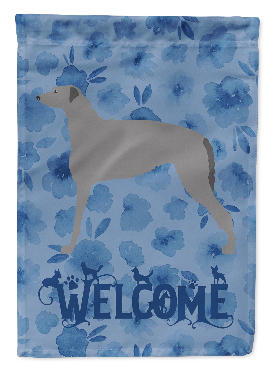 Scottish Deerhound Welcome Flag Canvas House Size CK6123CHF  the-store.com.