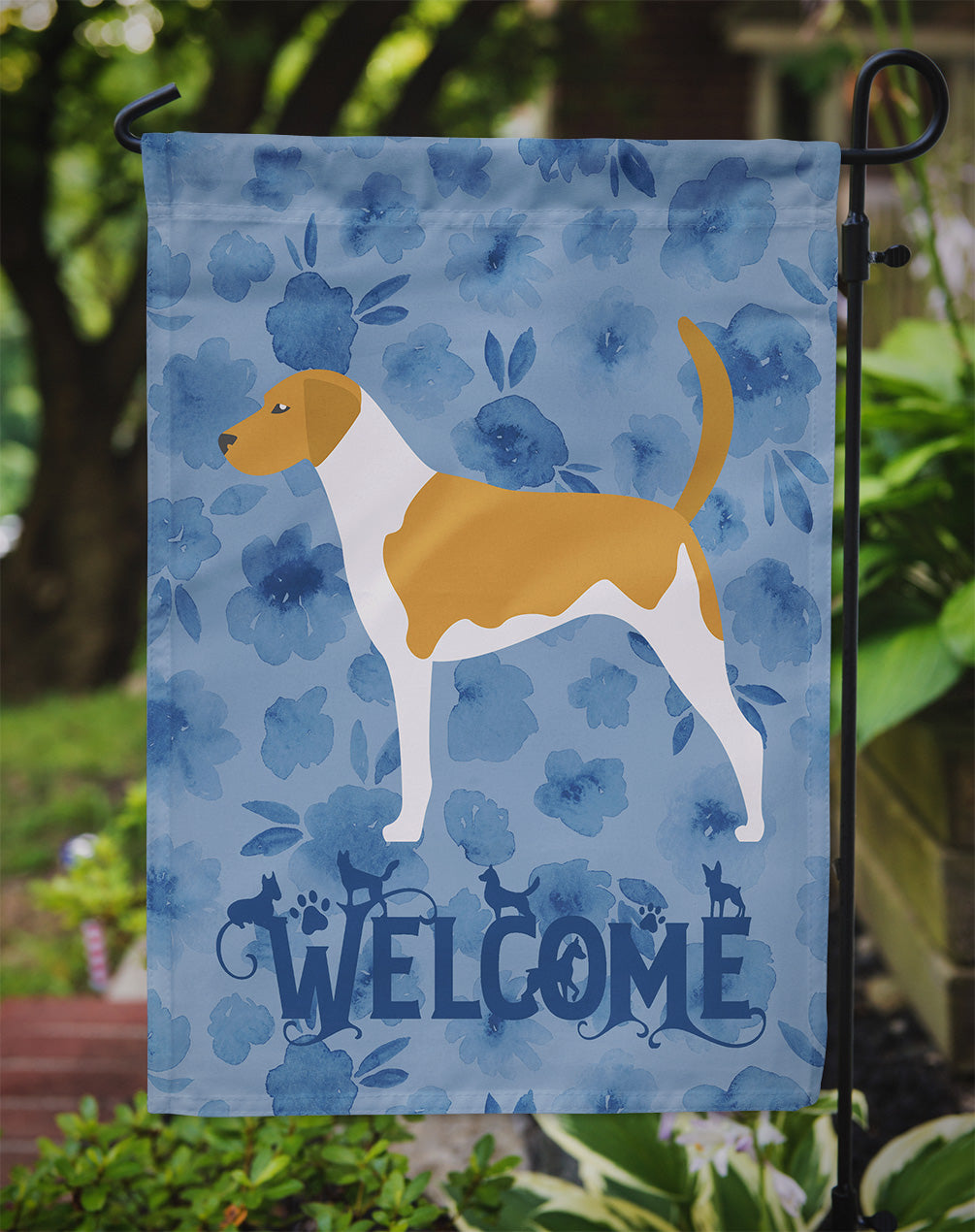 American Foxhound Welcome Flag Garden Size CK6125GF  the-store.com.
