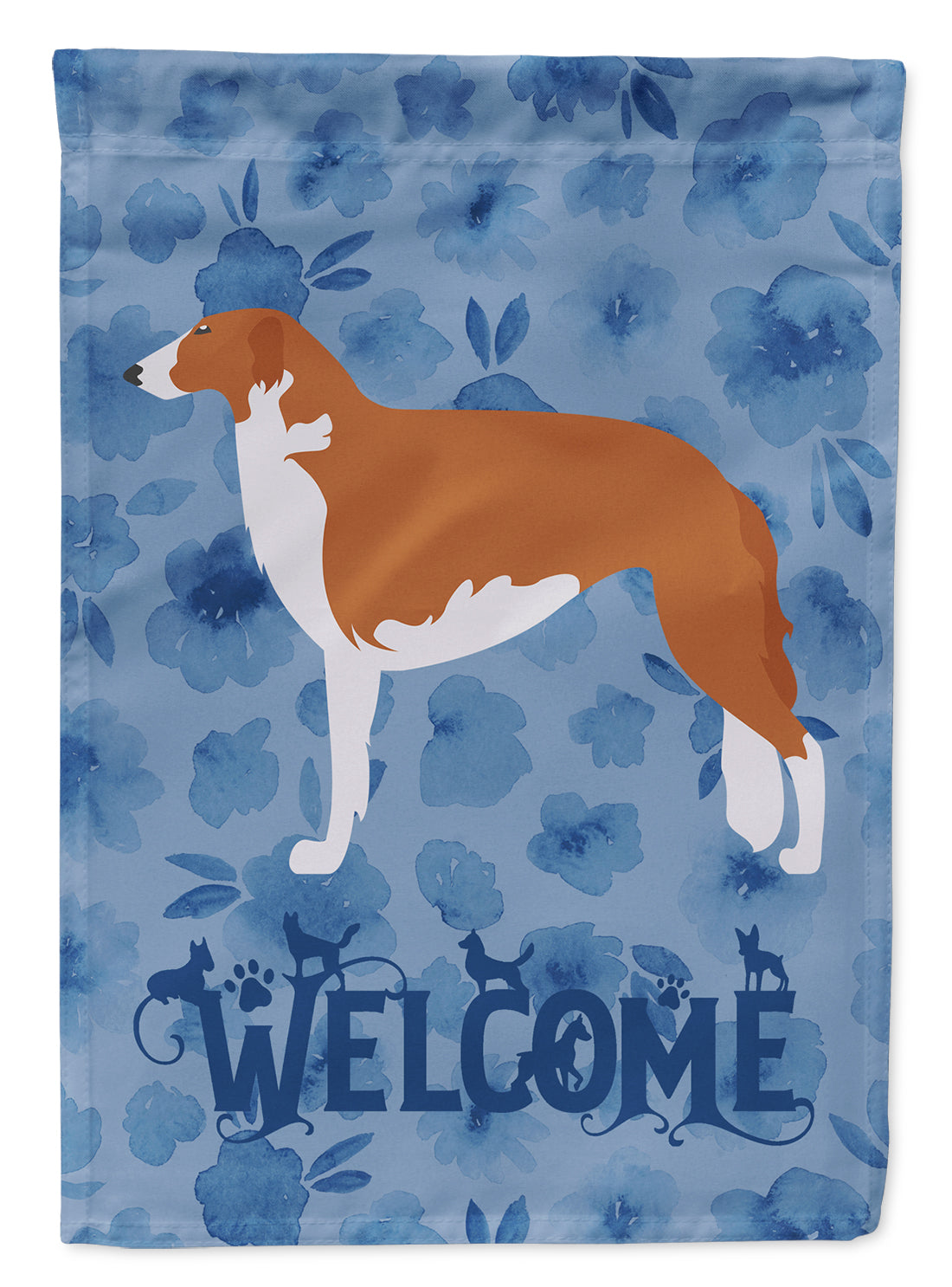 Borzoi Russian Greyhound Welcome Flag Canvas House Size CK6126CHF  the-store.com.