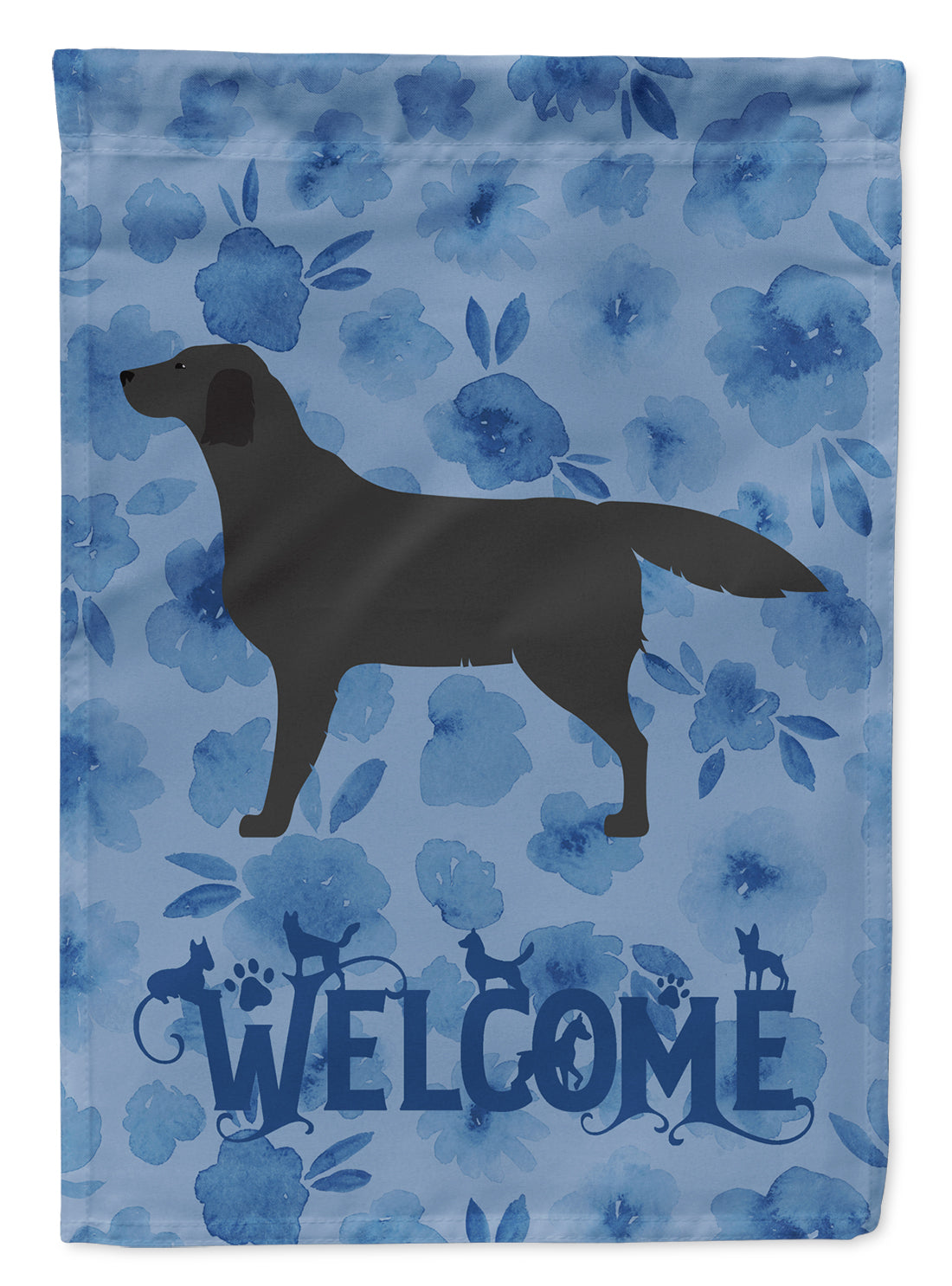 Black Labrador Retriever Welcome Flag Canvas House Size CK6135CHF