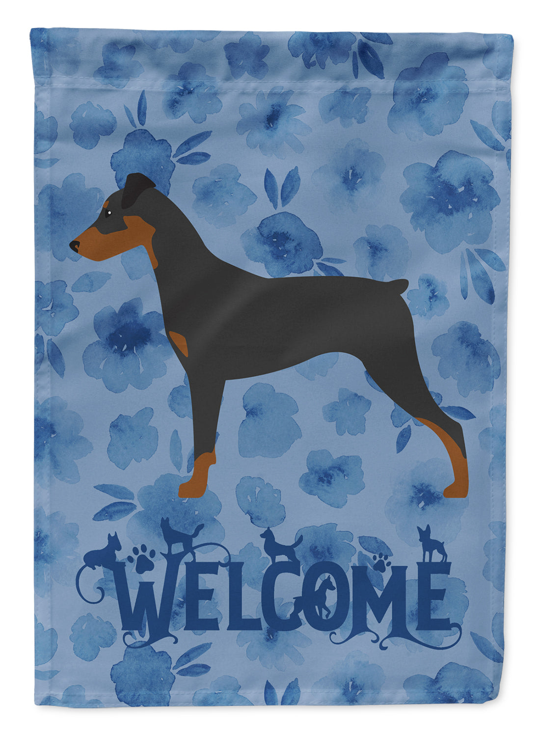 German Pinscher Welcome Flag Canvas House Size CK6140CHF  the-store.com.