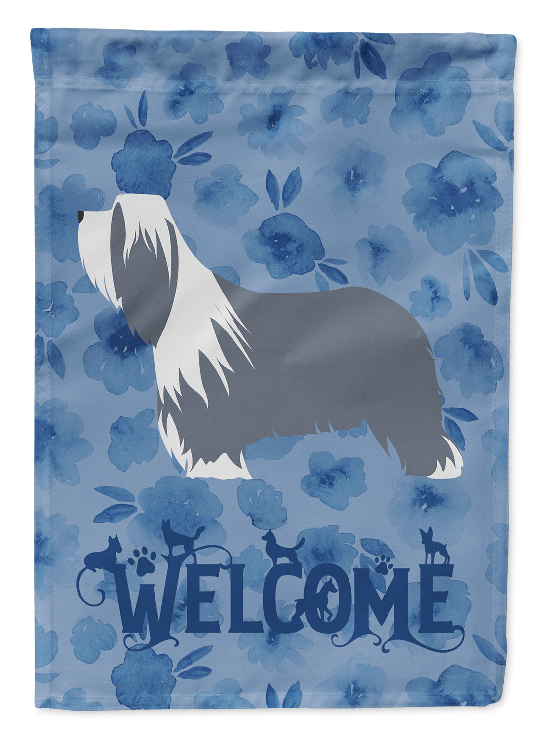 Bearded Collie Dog Welcome Flag Canvas House Size CK6144CHF  the-store.com.