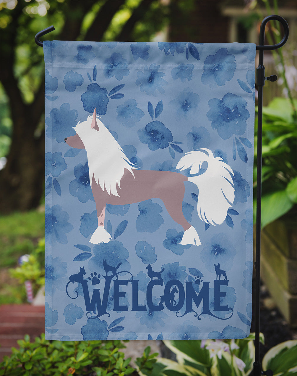Chinese Crested Welcome Flag Garden Size CK6170GF  the-store.com.
