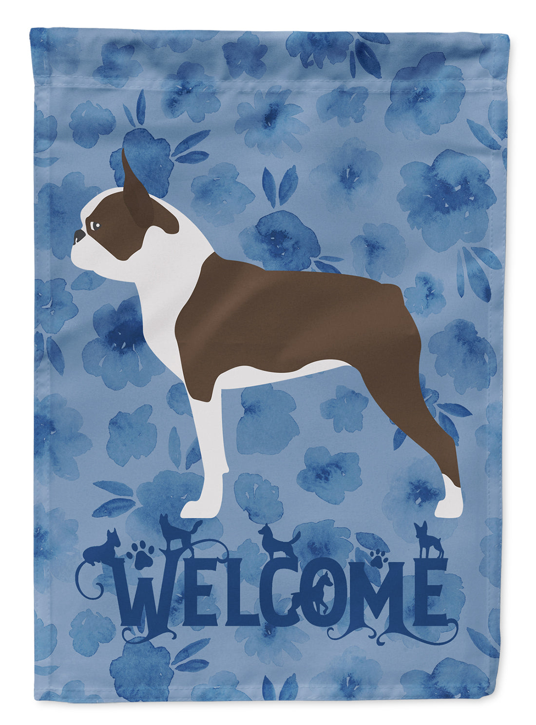 Boston Terrier Welcome Flag Canvas House Size CK6171CHF  the-store.com.