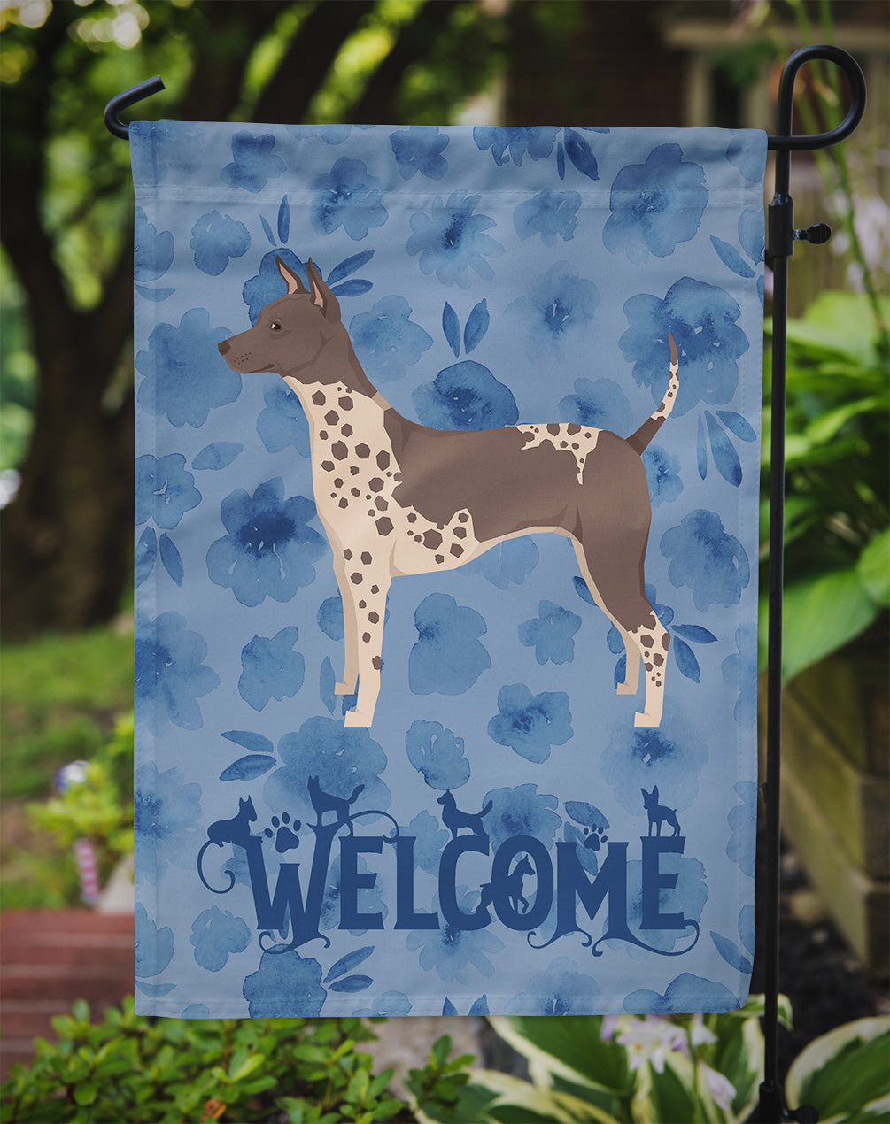 American Hairless Terrier Welcome Flag Garden Size CK6218GF  the-store.com.