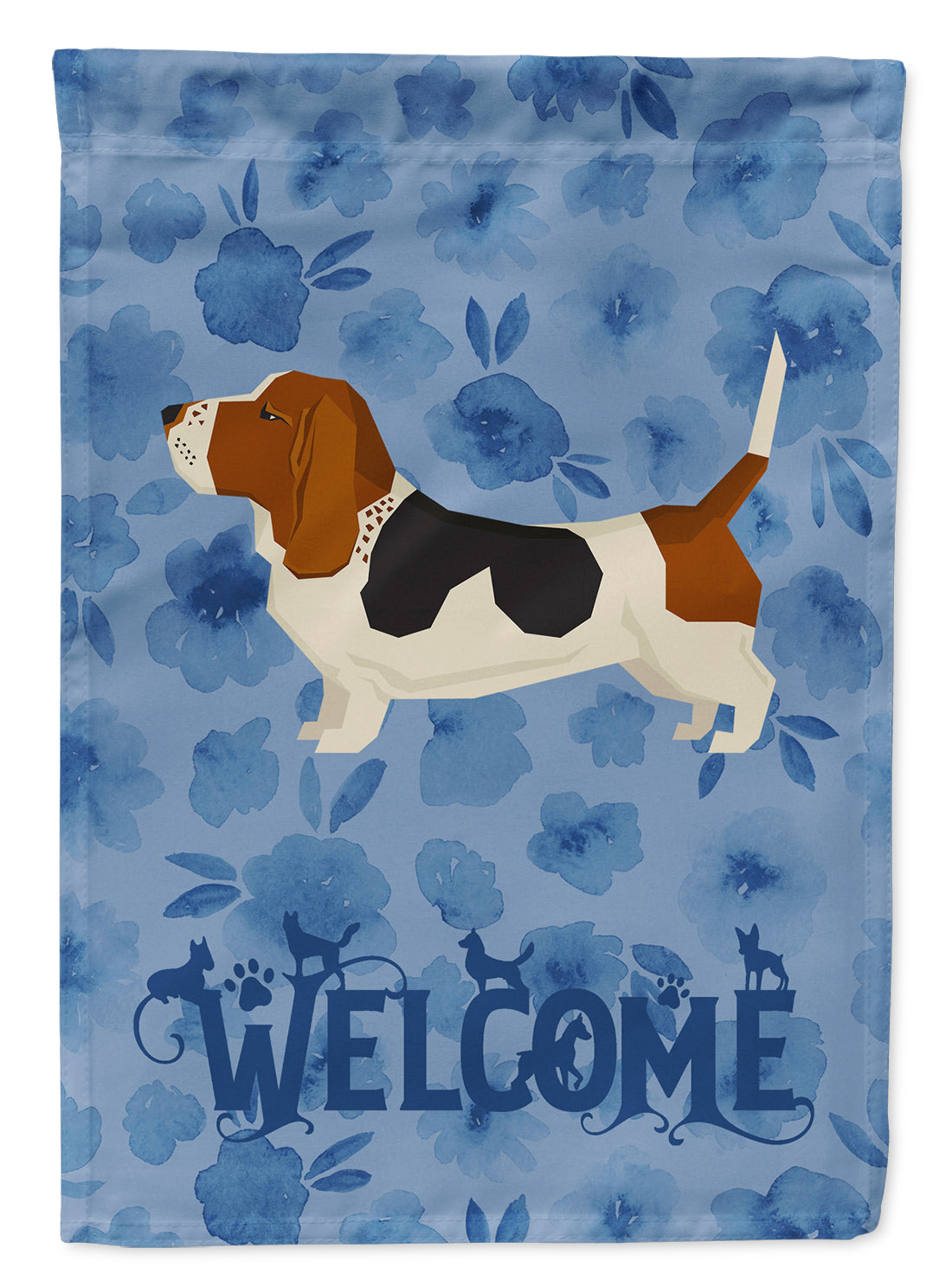 Basset Hound Welcome Flag Canvas House Size CK6222CHF  the-store.com.