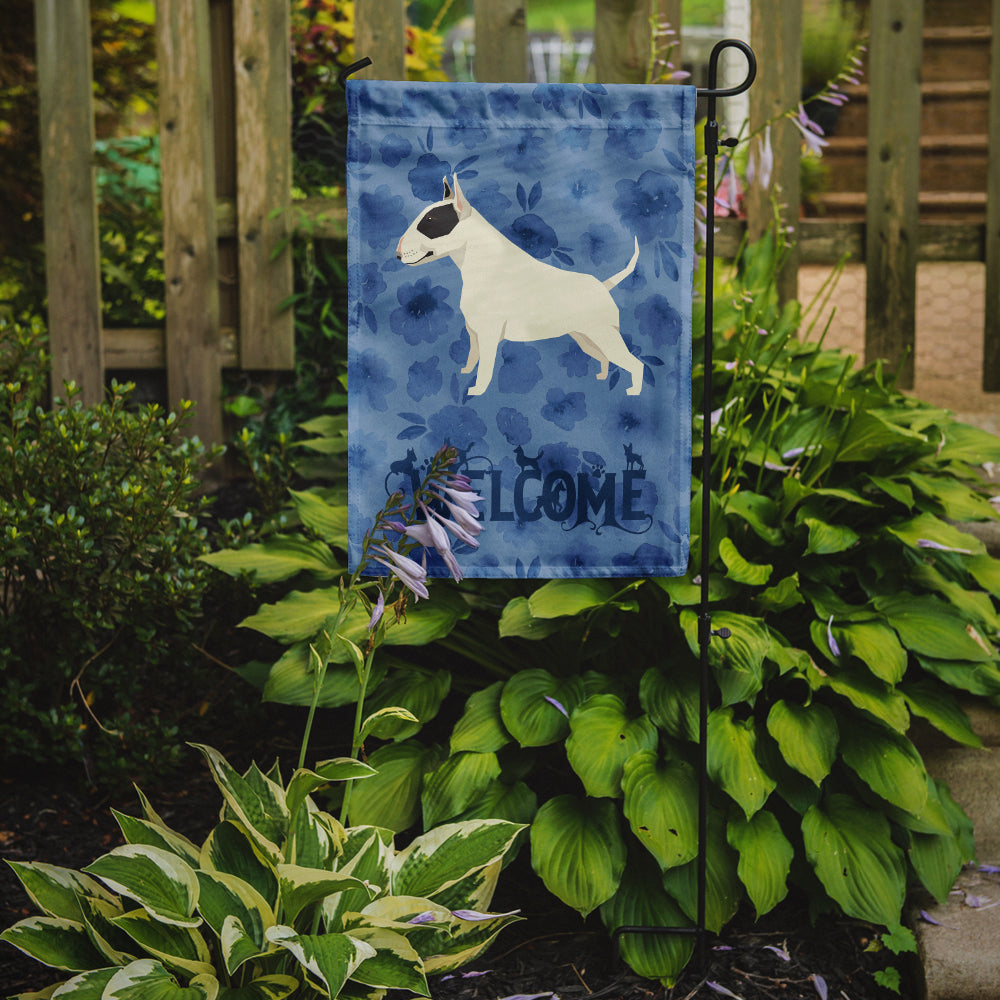 Black and White Bull Terrier Welcome Flag Garden Size CK6231GF  the-store.com.
