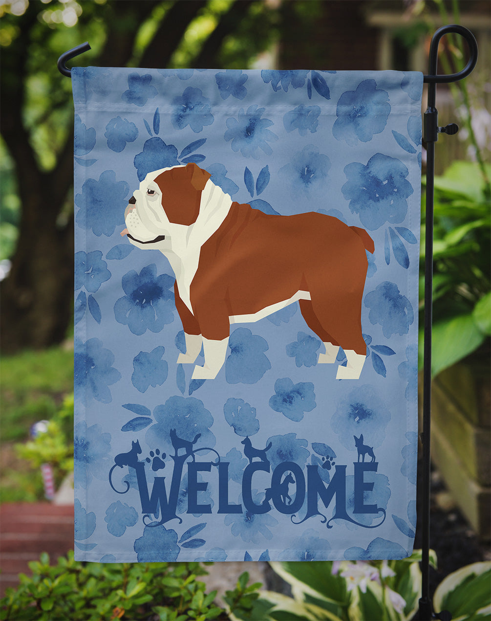 English Bulldog Welcome Flag Garden Size CK6240GF