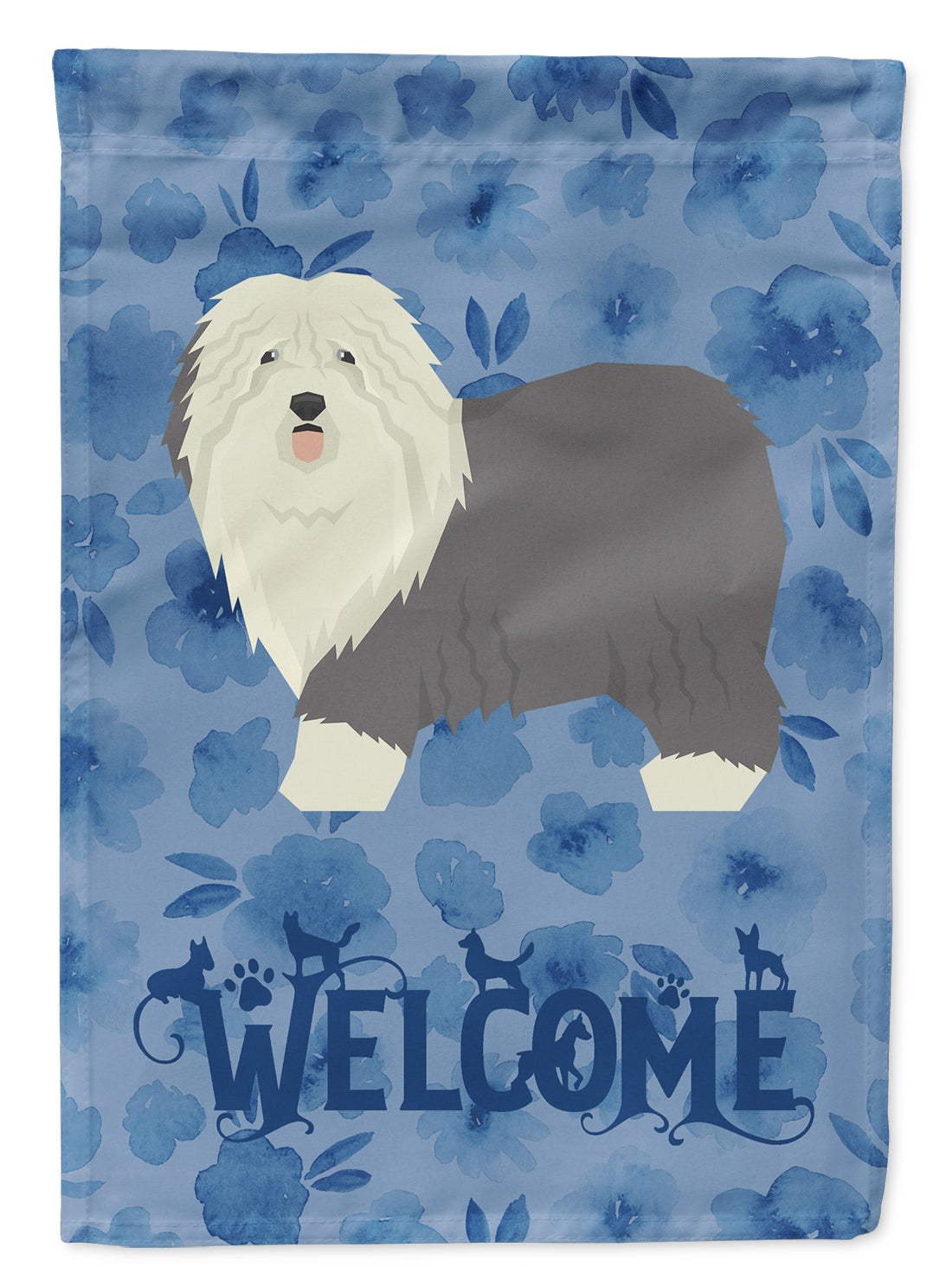 Old English Sheepdog Welcome Flag Canvas House Size CK6256CHF