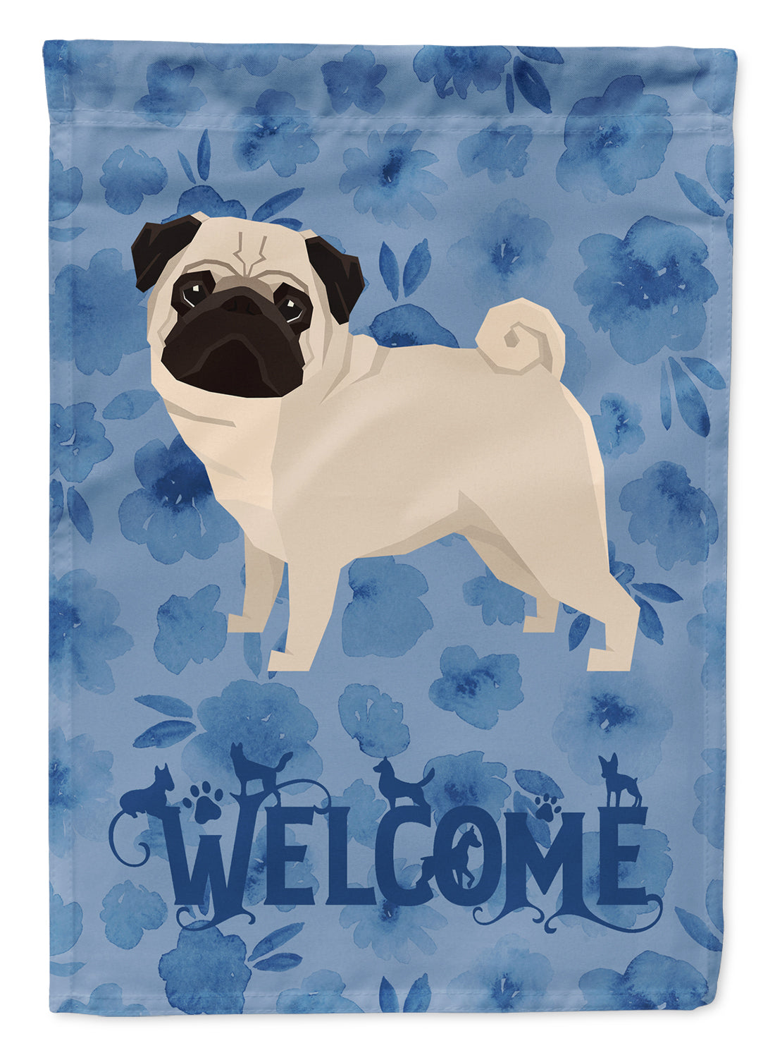 Pug Welcome Flag Canvas House Size CK6261CHF  the-store.com.