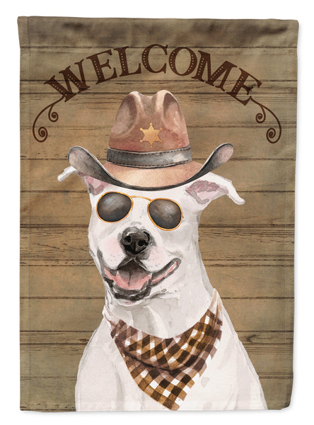 White Staffordshire Bull Terrier Country Dog Flag Canvas House Size CK6277CHF
