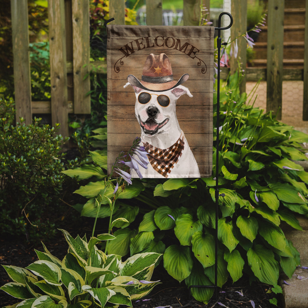 White Staffordshire Bull Terrier Country Dog Flag Garden Size CK6277GF  the-store.com.