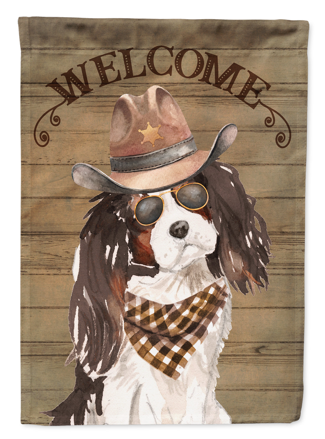 Tricolor Cavalier Spaniel Country Dog Flag Canvas House Size CK6371CHF  the-store.com.