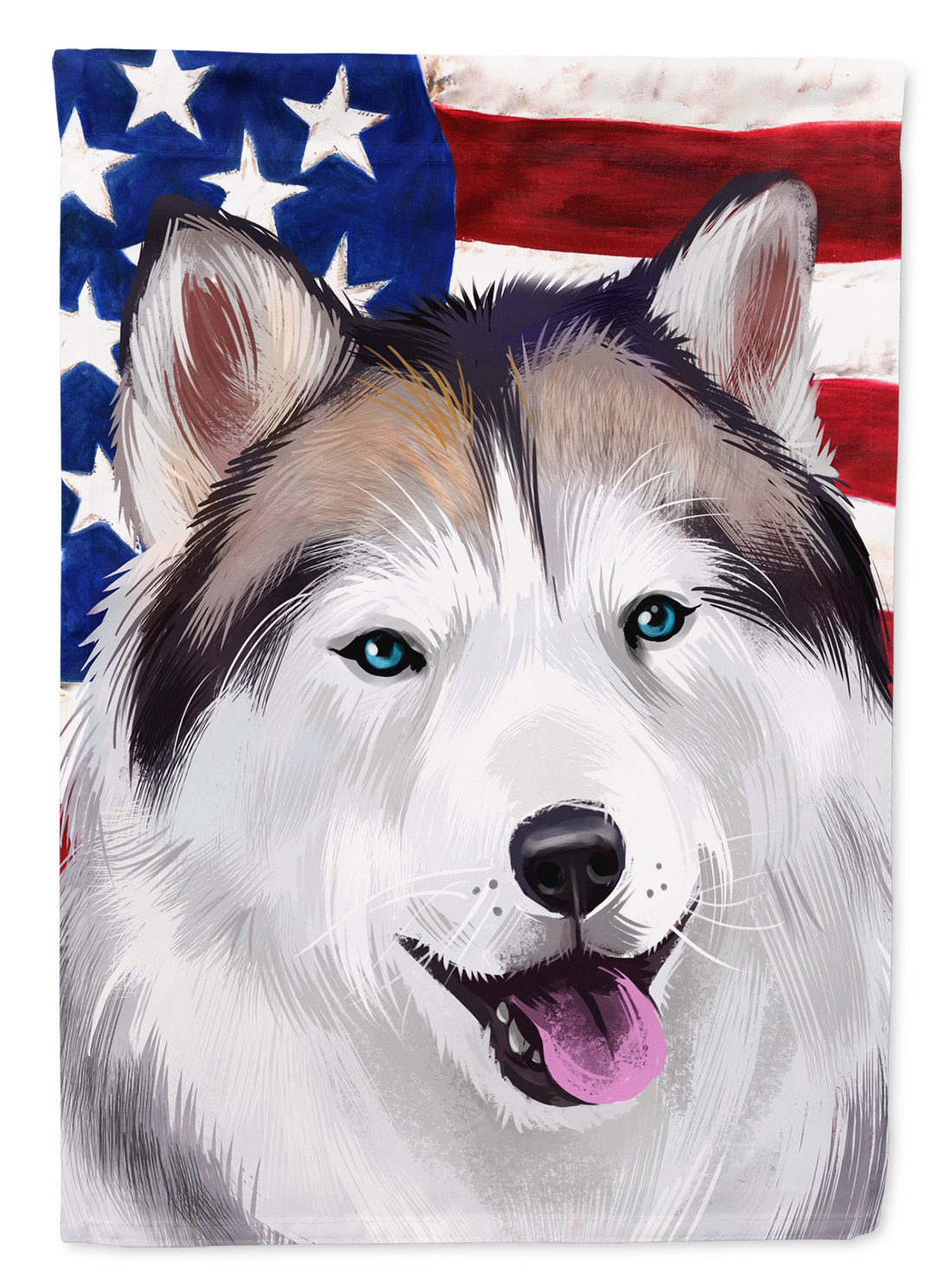 Alaskan Husky American Flag Flag Canvas House Size CK6389CHF